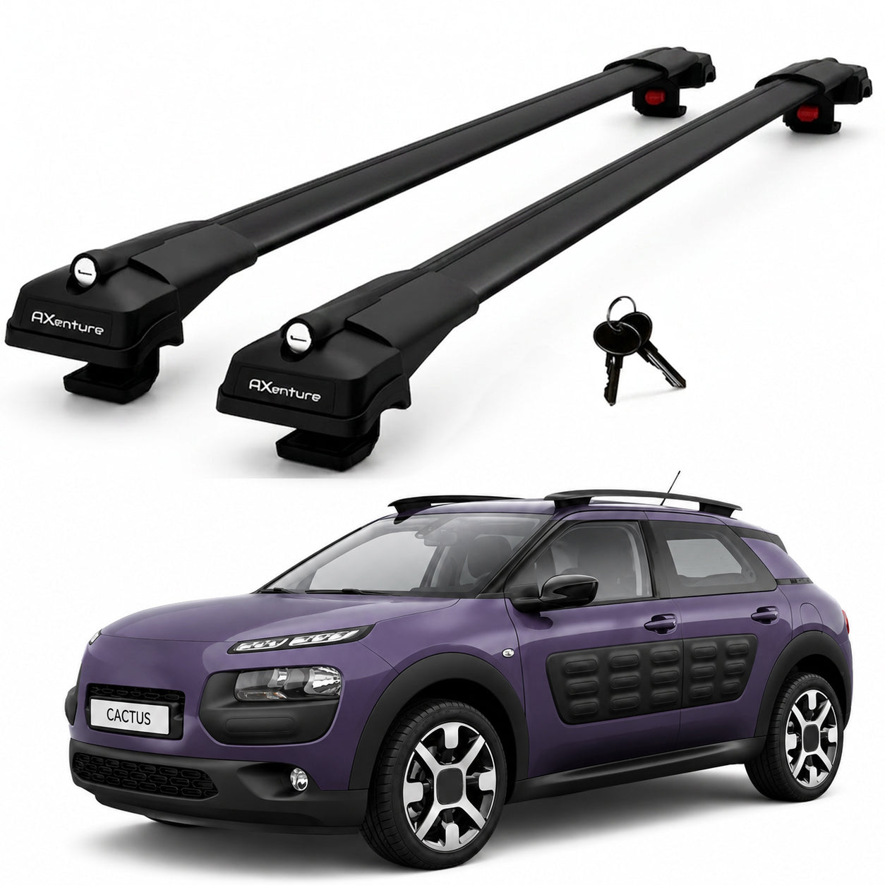 2X Roof Bars for Citroen C4 Cactus 2014-2018 Lockable Roof Rack Cross Bars Black