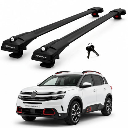 2X Roof Bars for Citroen C5 Aircross 2017-2024 Lockable Roof Rack Black
