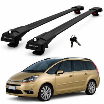 2X Roof Bars for Citroen C4 Grand Picasso 2006-2013 Lockable Roof Rack Black