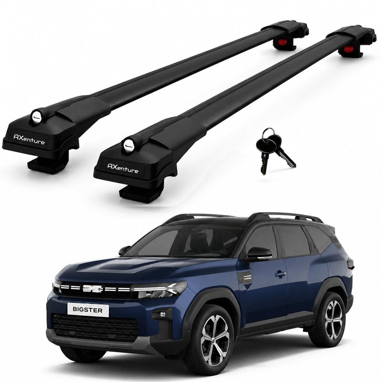 2X Roof Bars for Dacia Bigster 2025-2026 Lockable Roof Rack Cross Bars Black