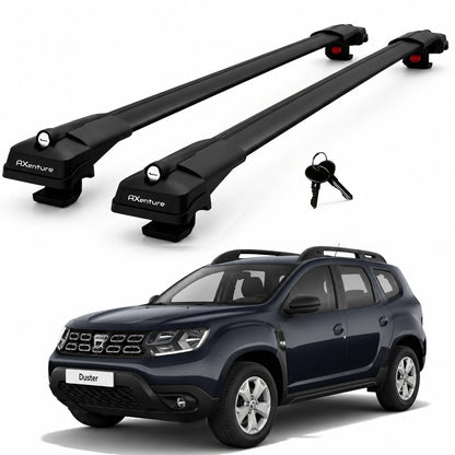 2X Roof Bars for Dacia Duster Hm 2018–2023 Lockable Roof Rack Cross Bars Black