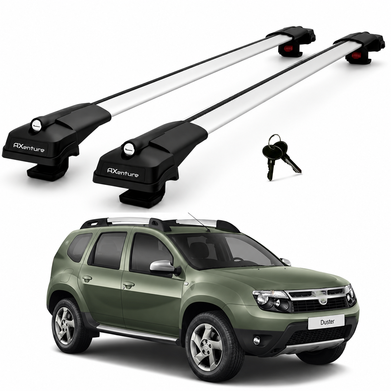 2X Roof Bars for Dacia Duster Hs 2010-2013 Lockable Roof Rack Cross Bars Grey