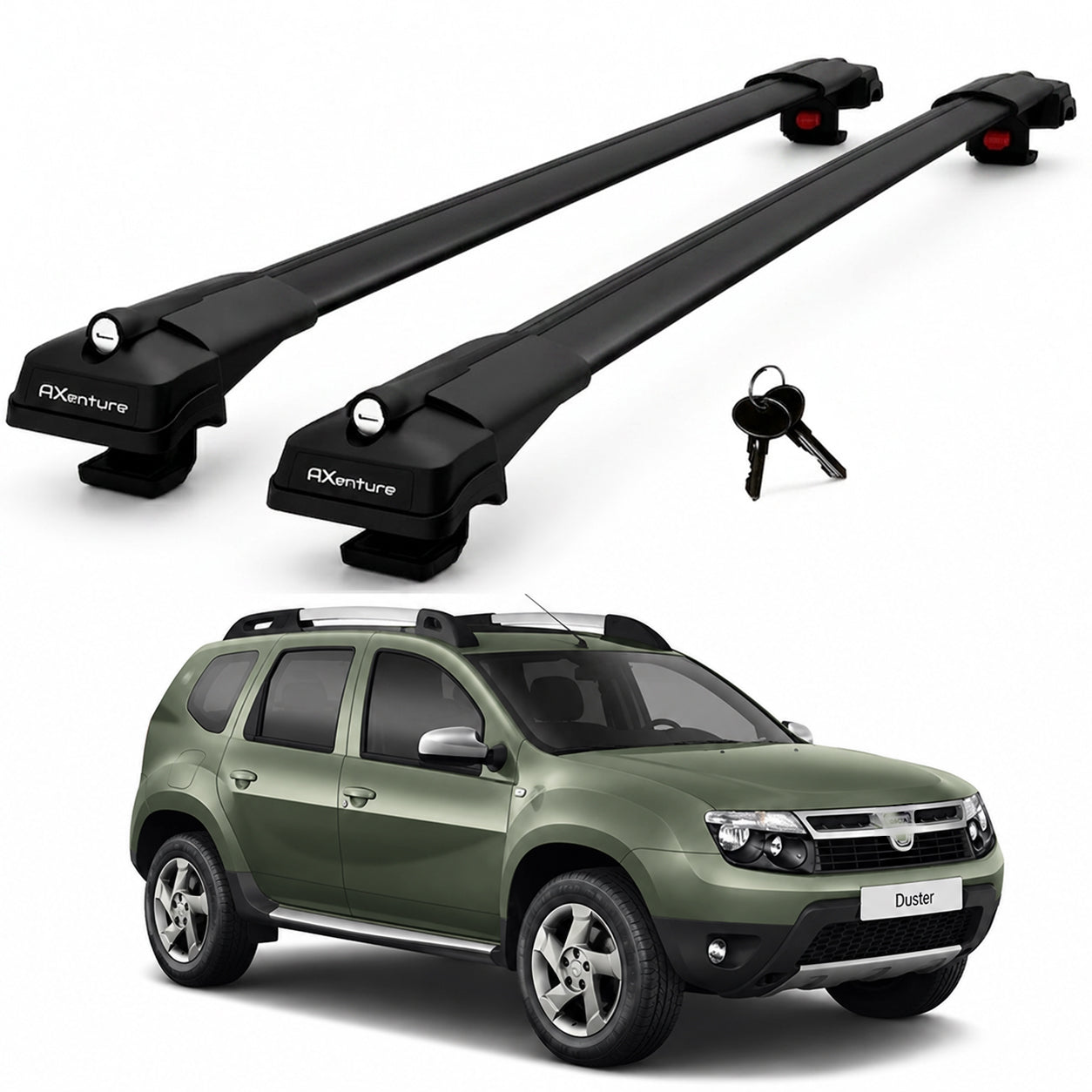 2X Roof Bars for Dacia Duster Hs 2010-2013 Lockable Roof Rack Cross Bars Black