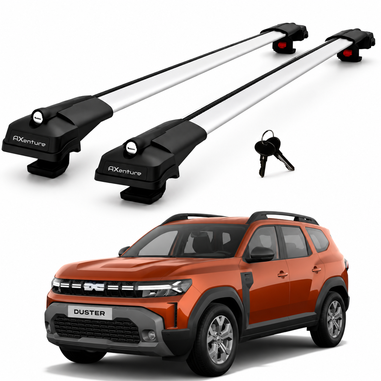 2X Roof Bars for Dacia Duster Mk3 2024-2026 Lockable Roof Rack Cross Bars Grey