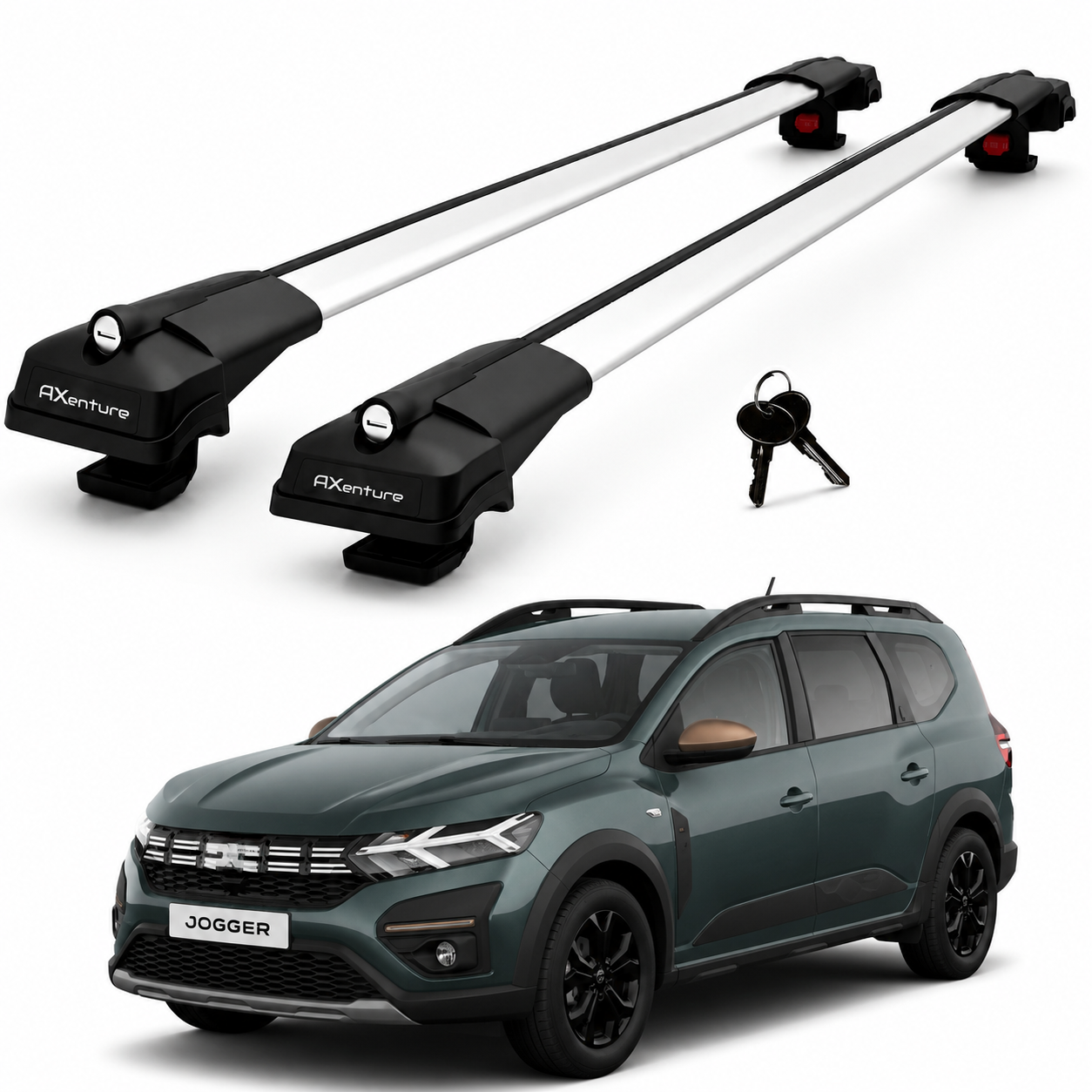 2X Roof Bars for Dacia Jogger 2022-2026 Lockable Roof Rack Cross Bars Grey