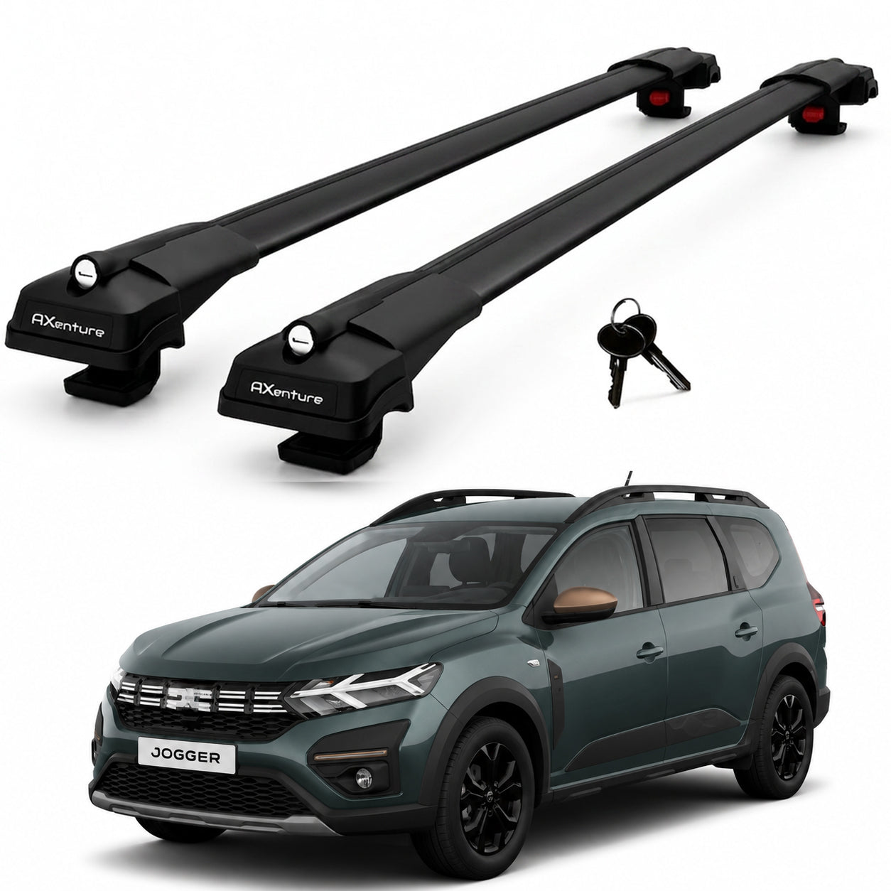 2X Roof Bars for Dacia Jogger 2022-2026 Lockable Roof Rack Cross Bars Black