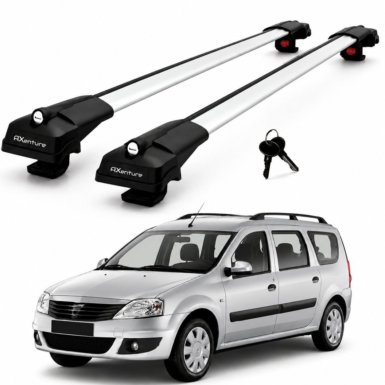 2X Roof Bars for Dacia Logan I 2007-2012 Lockable Roof Rack Cross Bars Grey