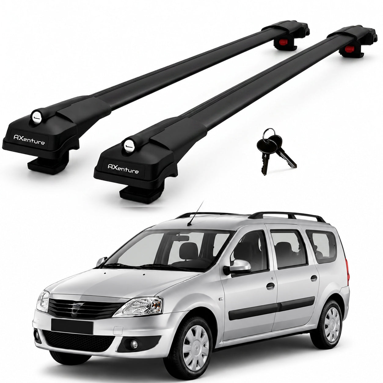 2X Roof Bars for Dacia Logan I 2007-2012 Lockable Roof Rack Cross Bars Black