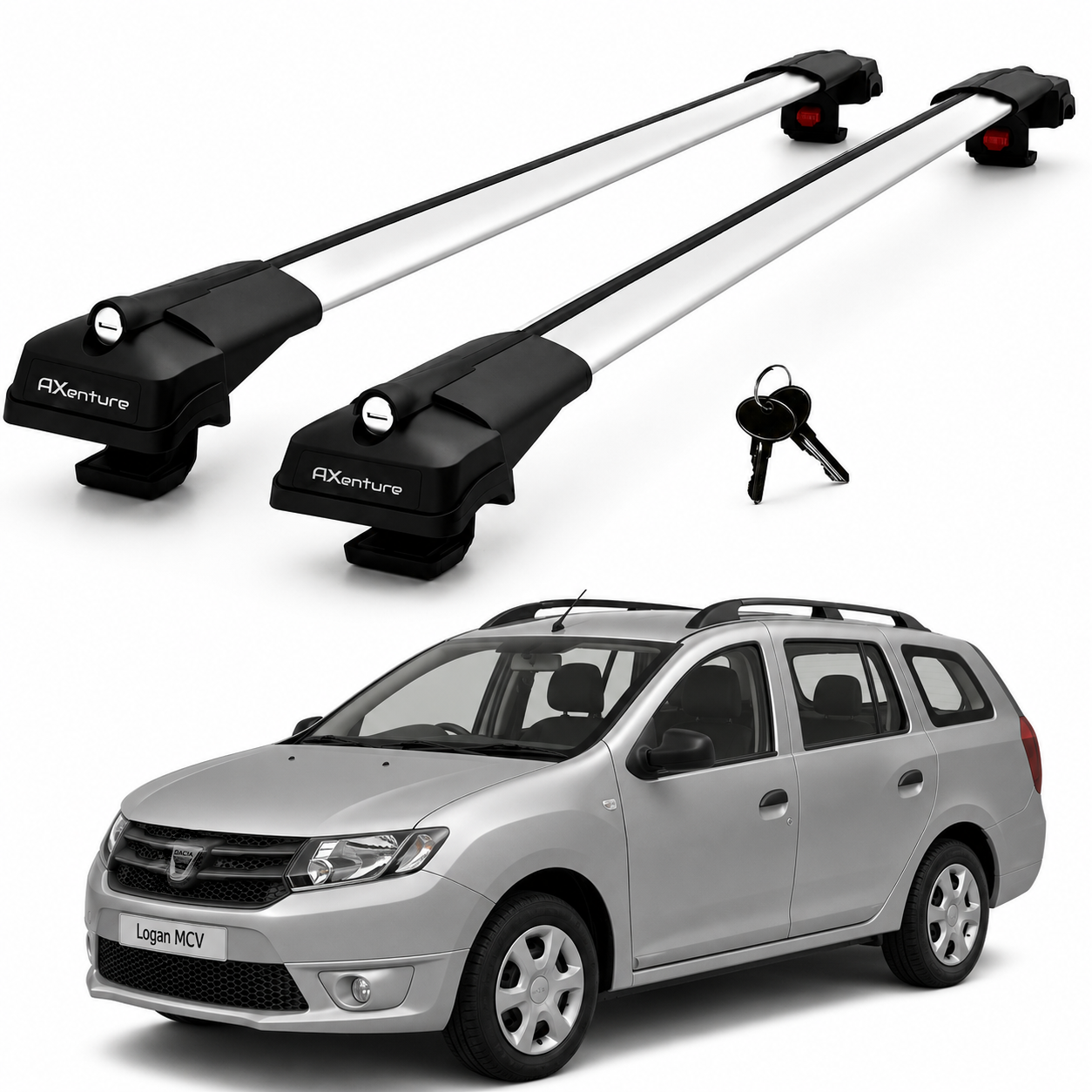 2X Roof Bars for Dacia Logan Iı 2013-2019 Lockable Roof Rack Cross Bars Grey