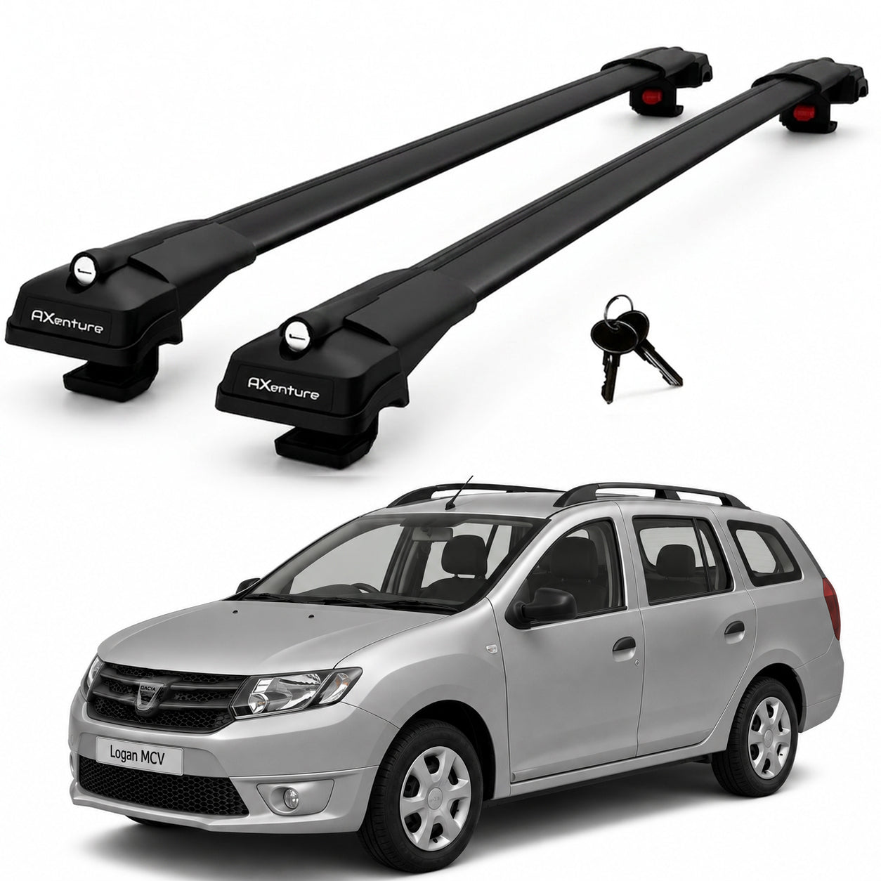 2X Roof Bars for Dacia Logan Iı 2013-2019 Lockable Roof Rack Cross Bars Black