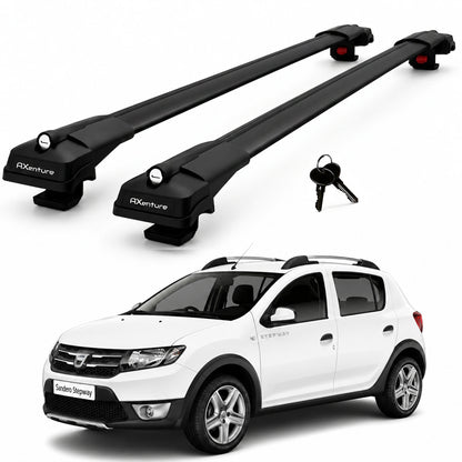 2X Roof Bars for Dacia Sandero Stepway 2012-2020 Lockable Roof Rack Black