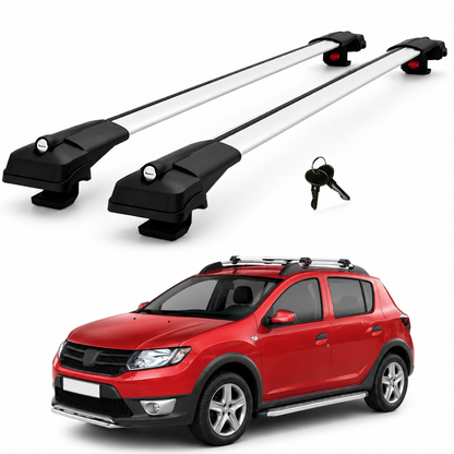 2X Roof Bars for Dacia Sandero Stepway 2012-2020 Lockable Roof Rack Grey