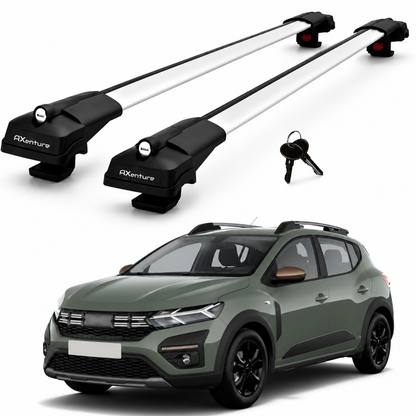 2X Roof Bars for Dacia Sandero Stepway 2021-2025 Lockable Roof Rack Grey
