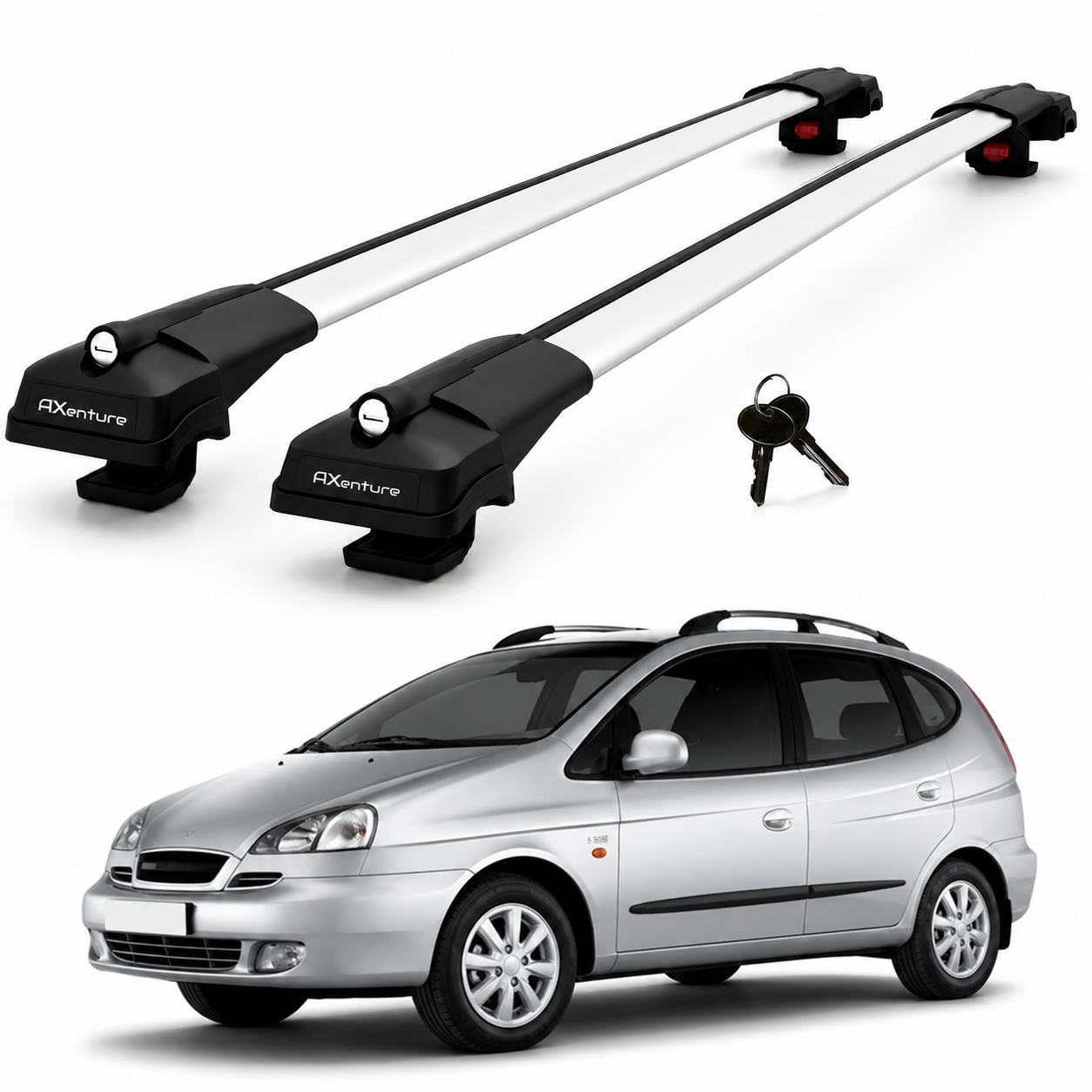 2X Roof Bars for Daewoo Tacuma 2004-2008 Lockable Roof Rack Cross Bars Grey