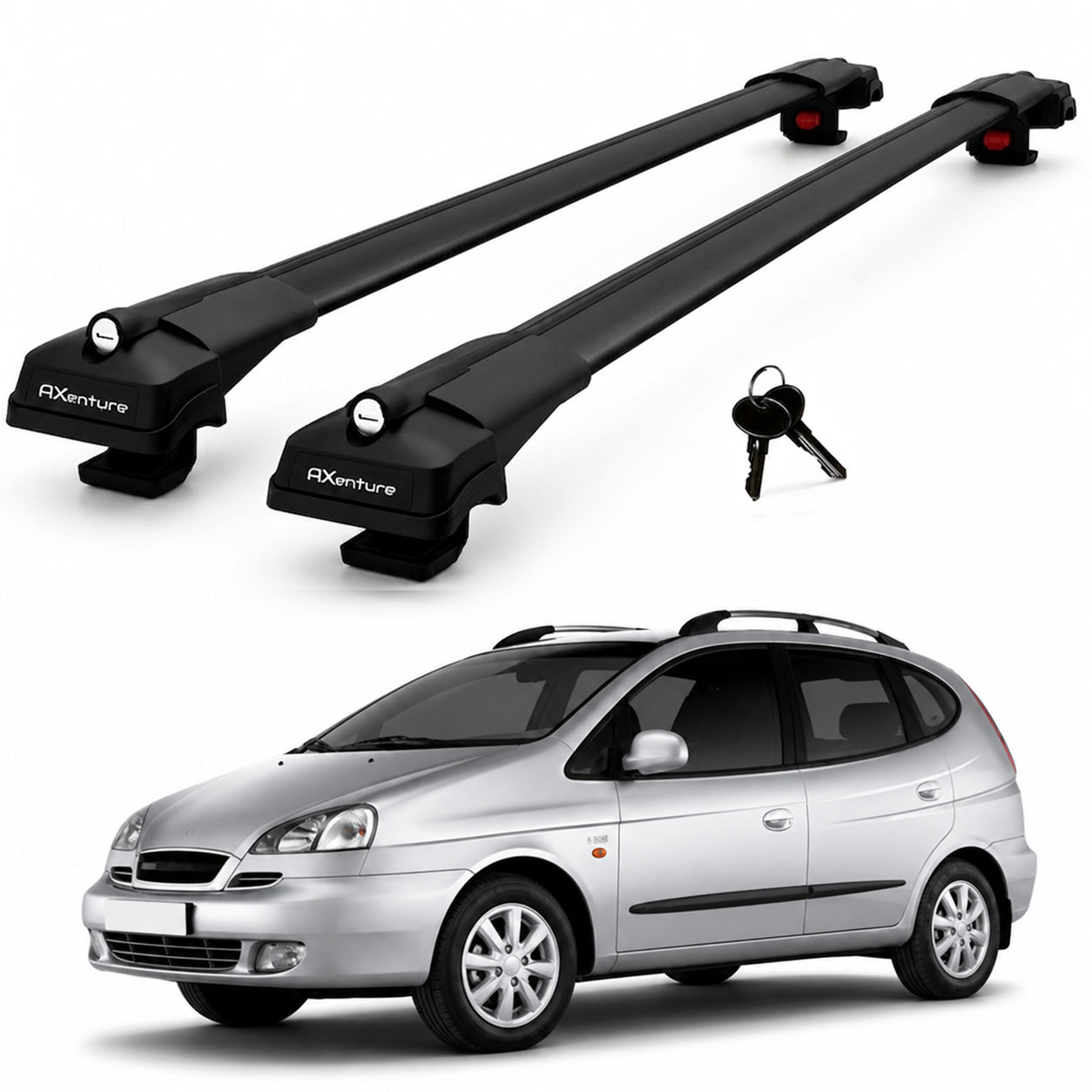 2X Roof Bars for Daewoo Tacuma 2004-2008 Lockable Roof Rack Cross Bars Black
