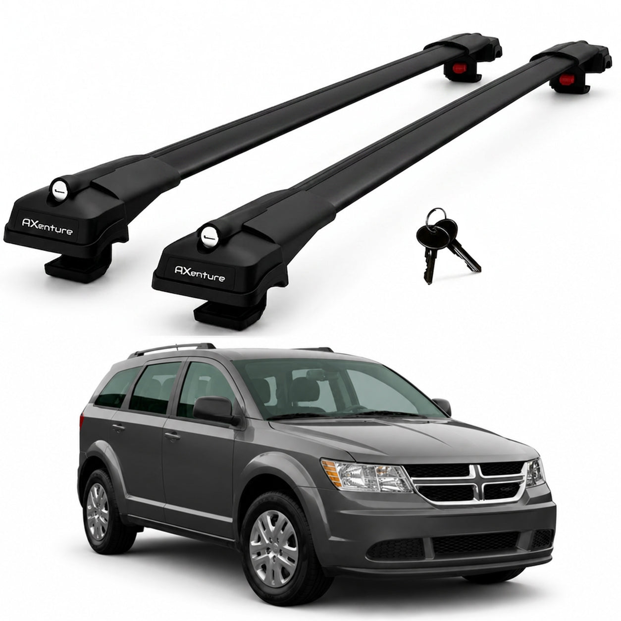 2X Roof Bars for Dodge Journey 2009–2020 Lockable Roof Rack Cross Bars Black