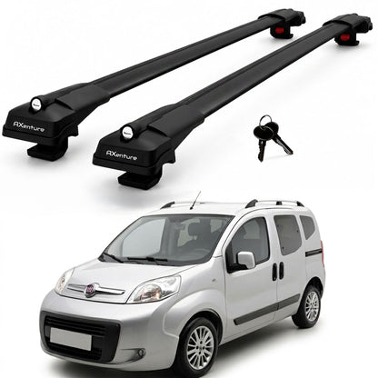 2X Roof Bars for Fiat Fiorino & Qubo 2009-2023 Lockable Roof Rack Black