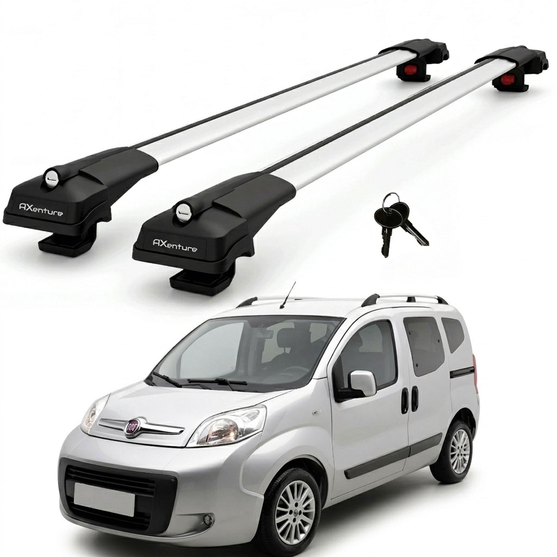 2X Roof Bars for Fiat Fiorino & Qubo 2009-2023 Lockable Roof Rack Cross Bar Grey