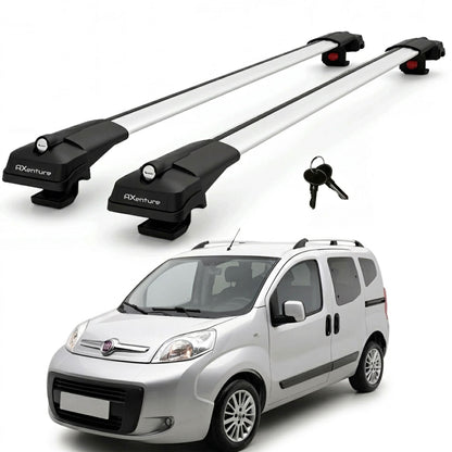 2X Roof Bars for Fiat Fiorino & Qubo 2009-2023 Lockable Roof Rack Cross Bar Grey