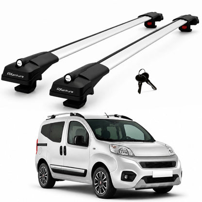 2X Roof Bars for Fiat Fiorino & Qubo 2009-2023 Lockable Roof Rack Cross Bar Grey