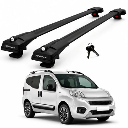2X Roof Bars for Fiat Fiorino & Qubo 2009-2023 Lockable Roof Rack Black