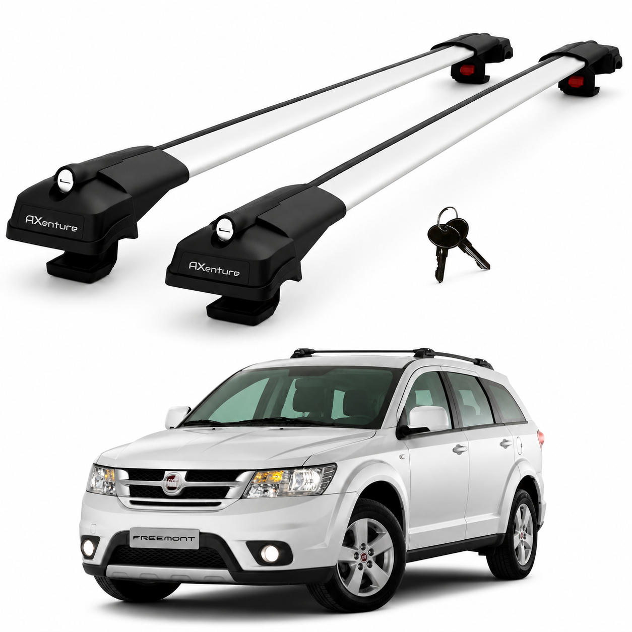 2X Roof Bars for Fiat Freemont 2011–2015 Lockable Roof Rack Cross Bars Grey
