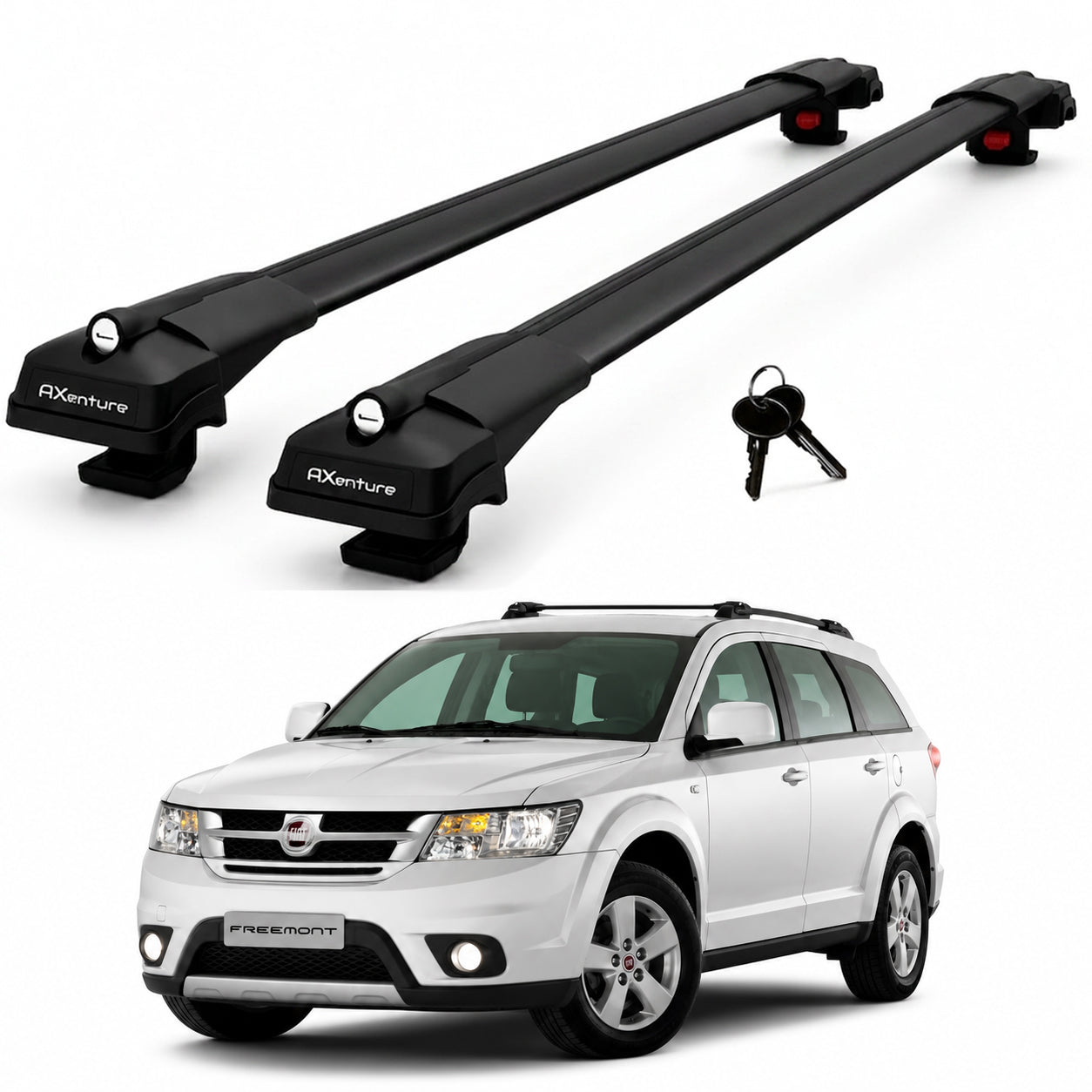 2X Roof Bars for Fiat Freemont 2011–2015 Lockable Roof Rack Cross Bars Black