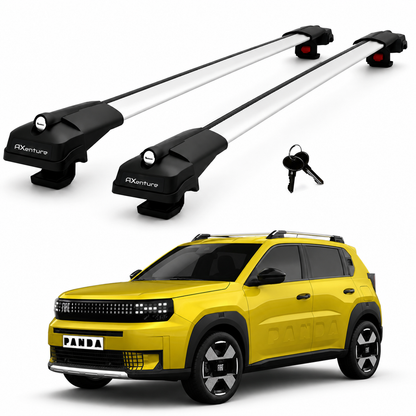 2X Roof Bars for Fiat Grande Panda 2025-2026 Lockable Roof Rack Cross Bars Grey