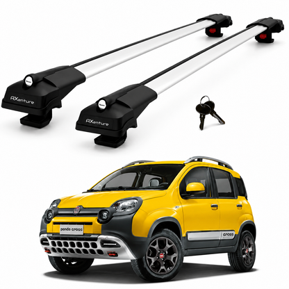 2X Roof Bars for Fiat Panda Cross 2014-2021 Lockable Roof Rack Cross Bars Grey