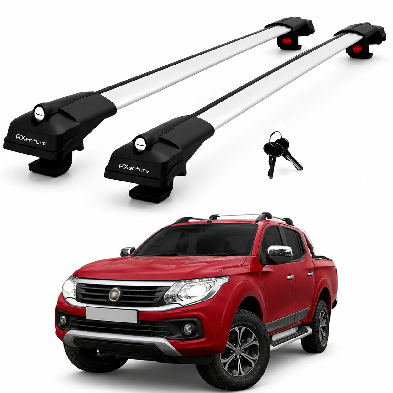 2X Roof Bars for Fiat Fullback 2016-2019 Lockable Roof Rack Cross Bars Grey