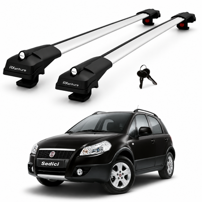 2X Roof Bars for Fiat Sedici Crossover 2005-2010 Lockable Roof Rack Grey
