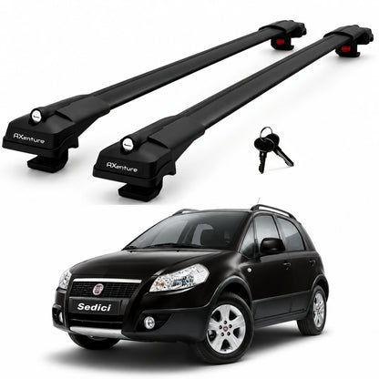 2X Roof Bars for Fiat Sedici Crossover 2005-2010 Lockable Roof Rack Black