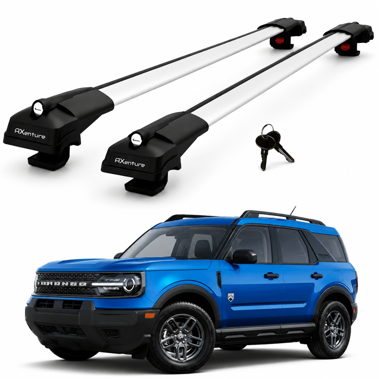 2X Roof Bars for Ford Bronco Sport 2021-2025 Lockable Roof Rack Cross Bars Grey