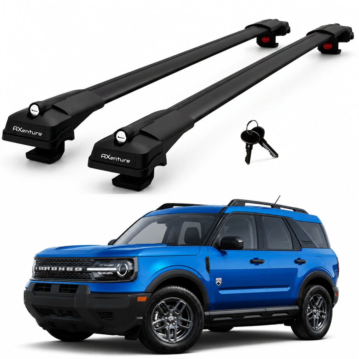 2X Roof Bars for Ford Bronco Sport 2021-2025 Lockable Roof Rack Cross Bars Black