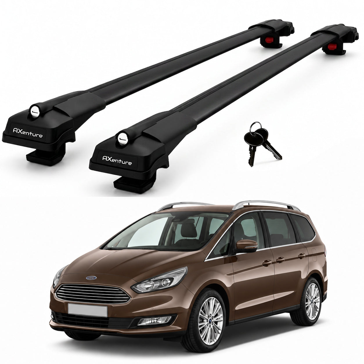 2X Roof Bars for Ford Grand C-Max 2011-2019 Lockable Roof Rack Cross Bars Black