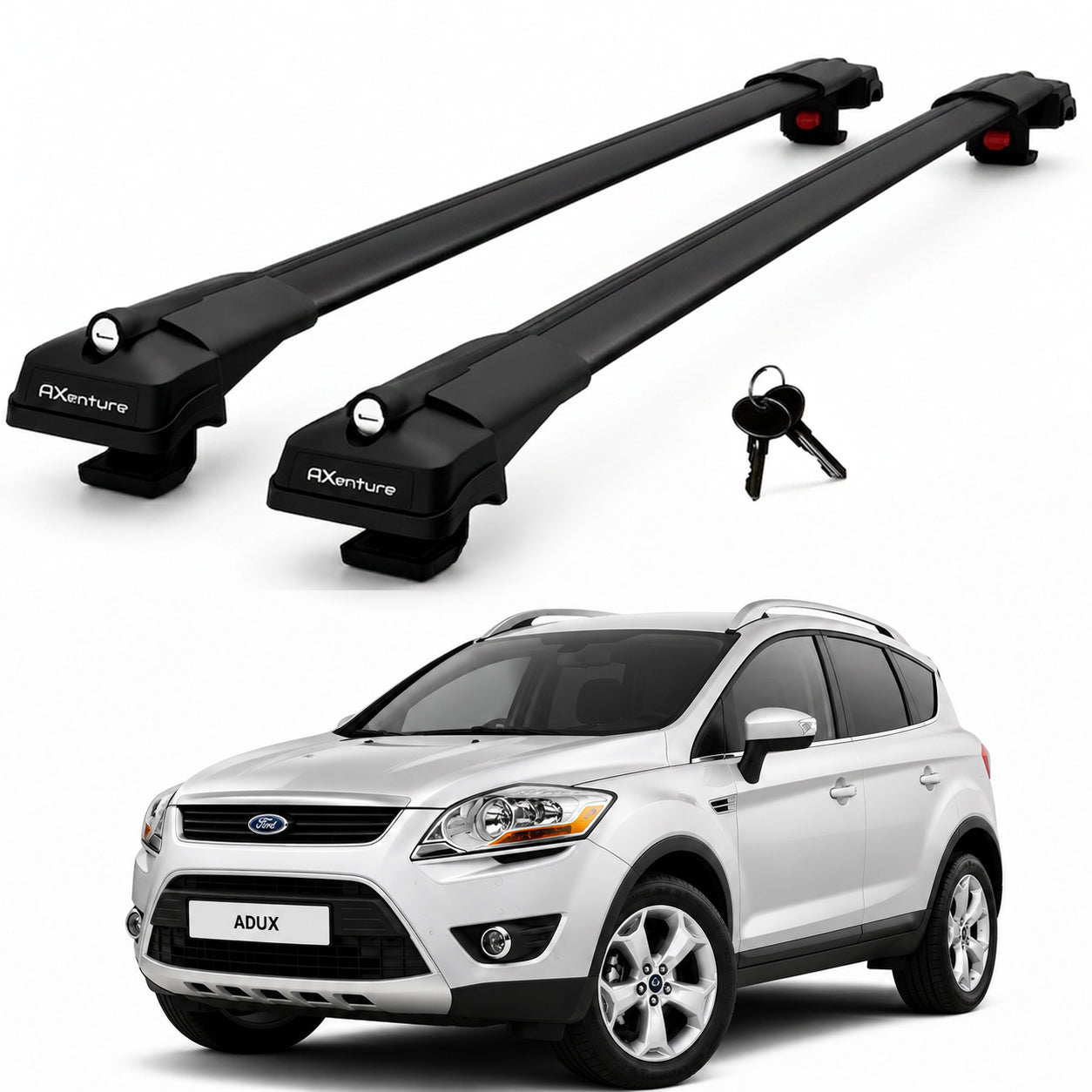 2X Roof Bars for Ford Kuga Mk1 2008-2012 Lockable Roof Rack Cross Bars Black