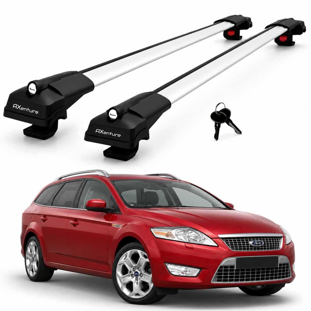 2X Roof Bars for Ford Mondeo Mk3 2009-2013 Lockable Roof Rack Cross Bars Grey