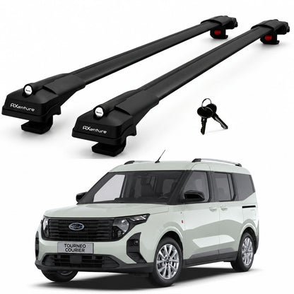 2X Roof Bars for Ford Tourneo Courier 2024-2026 Lockable Roof Rack Black