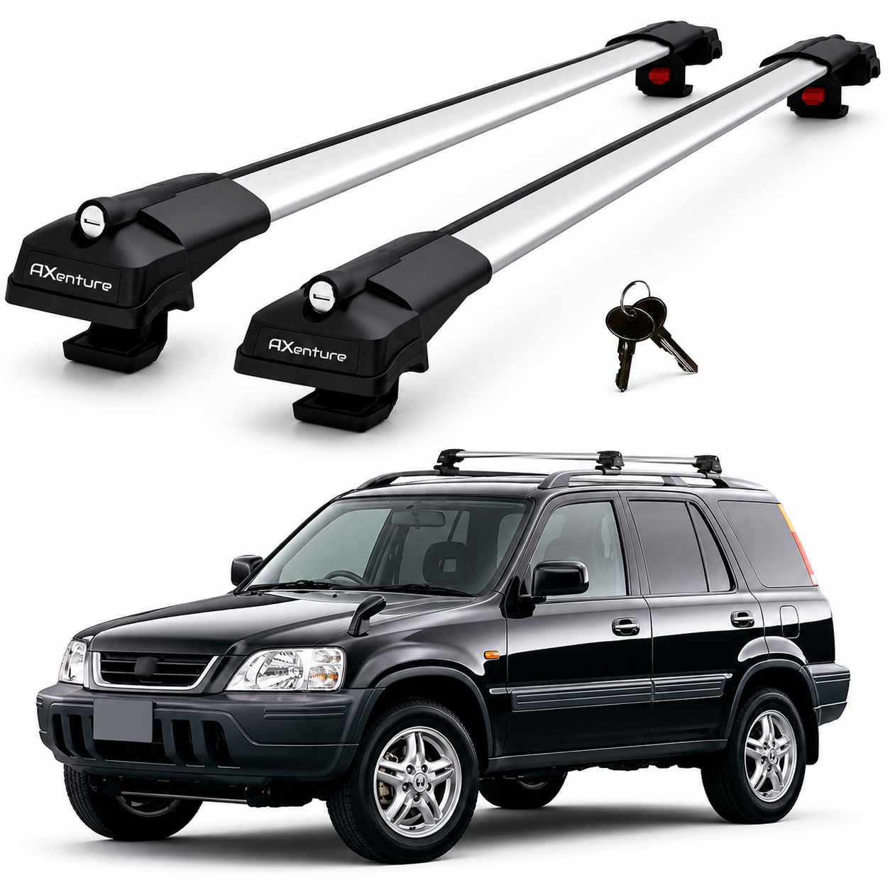 2X Roof Bars for Honda Cr-V Mk1 1996-2001 Lockable Roof Rack Cross Bars Grey