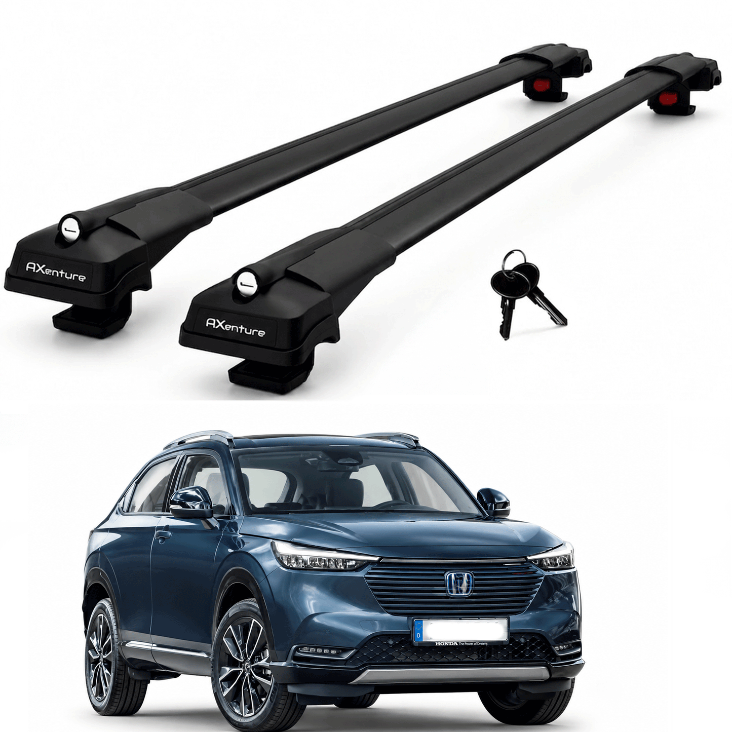 2X Roof Bars for Honda Hr-V 2021-2025 Lockable Roof Rack Cross Bars Black