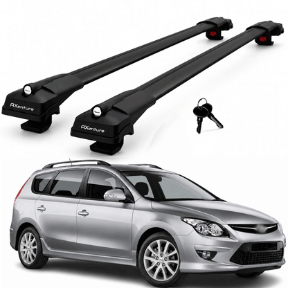 2X Roof Bars for Hyundai I30 Cw Wagon 2006–2011 Lockable Roof Rack Black