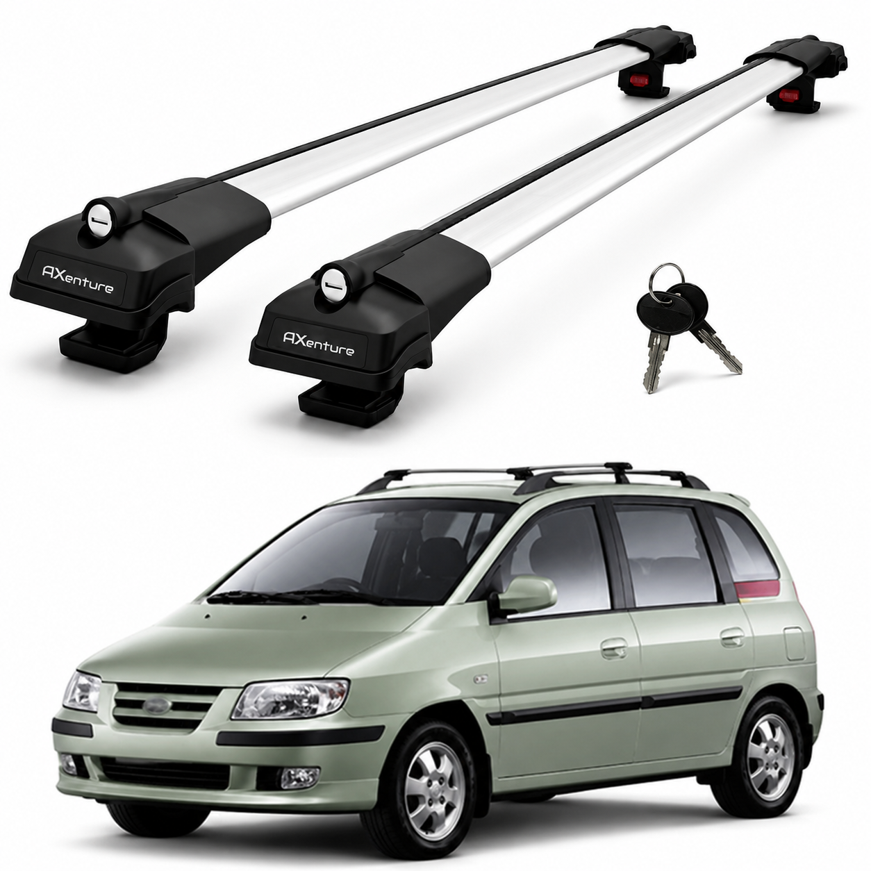 2X Roof Bars for Hyundai Matrix 2001-2010 Lockable Roof Rack Cross Bars Grey