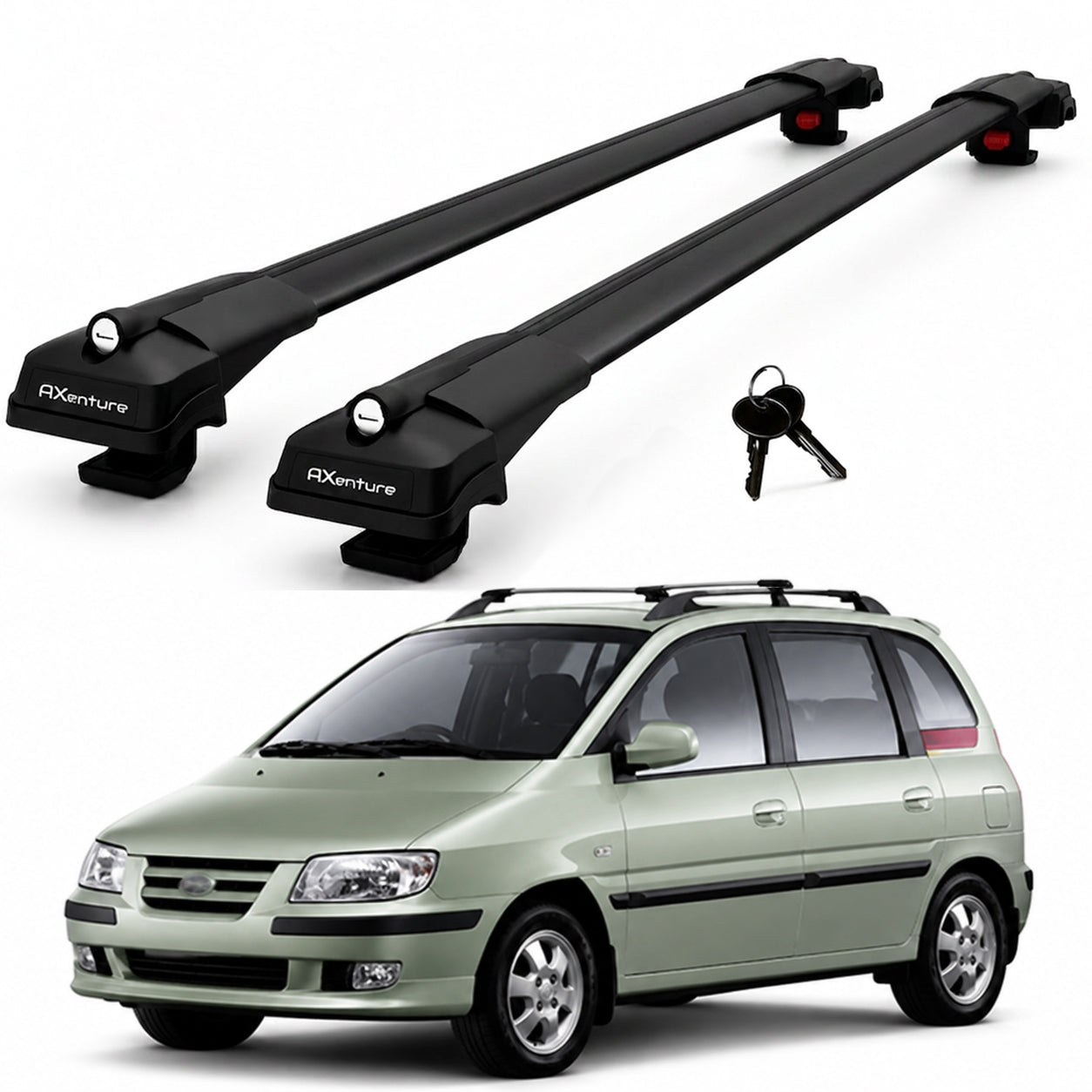 2X Roof Bars for Hyundai Matrix 2001-2010 Lockable Roof Rack Cross Bars Black