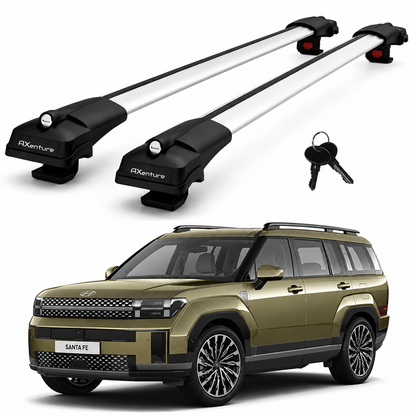 2X Roof Bars for Hyundai Santa Fe 2024-2026 Lockable Roof Rack Cross Bars Grey