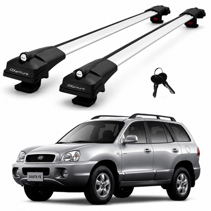 2X Roof Bars for Hyundai Santa Fe 2001-2006 Lockable Roof Rack Cross Bars Grey