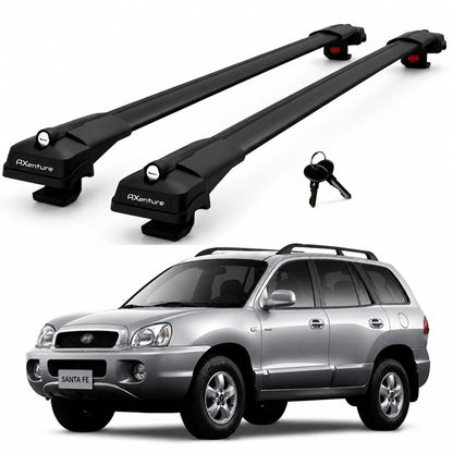 2X Roof Bars for Hyundai Santa Fe 2001-2006 Lockable Roof Rack Cross Bars Black