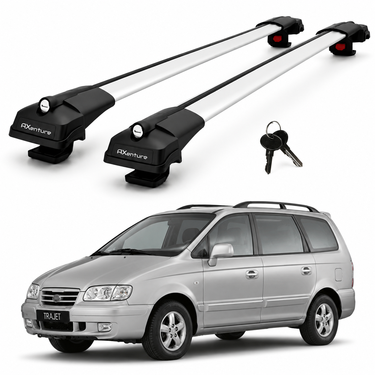 2X Roof Bars for Hyundai Trajet 1999–2008 Lockable Roof Rack Cross Bars Grey