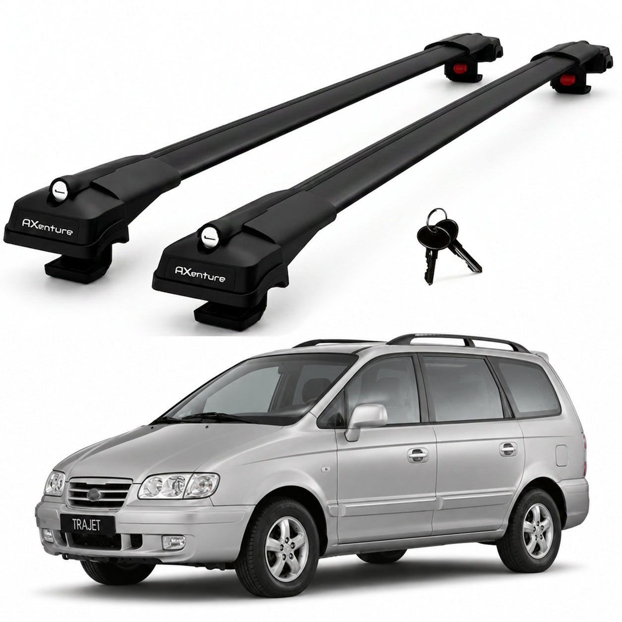 2X Roof Bars for Hyundai Trajet 1999–2008 Lockable Roof Rack Cross Bars Black