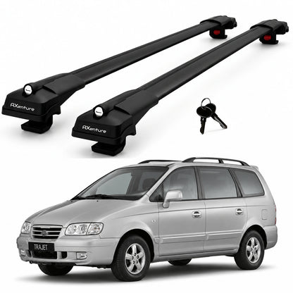 2X Roof Bars for Hyundai Trajet 1999–2008 Lockable Roof Rack Cross Bars Black