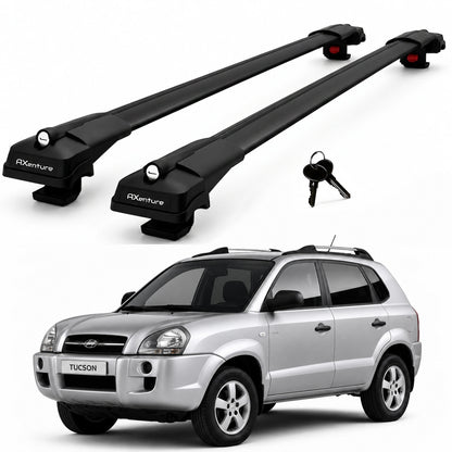 2X Roof Bars for Hyundai Tucson Jm 2004-2009 Lockable Roof Rack Cross Bars Black